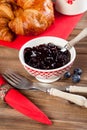 Red napkins for breakfast Royalty Free Stock Photo