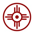 Red native american sun symbol icon Royalty Free Stock Photo