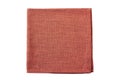 Red natural folded textile napkin on white Royalty Free Stock Photo