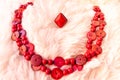 red necklace with a red diamond earring in middle Royalty Free Stock Photo
