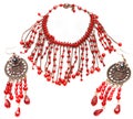 Red necklace and earring Royalty Free Stock Photo