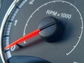 Closeup of a Speedometer with Red needle