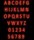Red neon alphabet on black. modern neon font alphabet and number Royalty Free Stock Photo