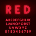 Red neon alphabet font. Letters and numbers line design Royalty Free Stock Photo