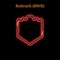 Red neon Bulwark BWK cryptocurrency symbol