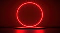 Red neon circle stage, dark room, product display Royalty Free Stock Photo