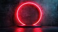 Red neon circle stage, grunge wall, product display Royalty Free Stock Photo