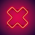 Red Neon Close Cross Shape