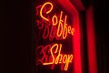 Red Neon Coffee Shop sign left side version Royalty Free Stock Photo