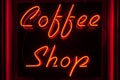 Red Neon Coffee Shop sign straight-on version Royalty Free Stock Photo