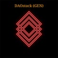 Red neon DAOstack GEN cryptocurrency symbol