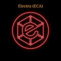 Red neon Electra ECA cryptocurrency symbol