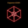 Red neon Expanse EXP cryptocurrency symbol