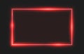 Red neon frame. Lighting banner on transparent background. Isolated glow border vector illustration