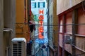 Red neon hotel sign Royalty Free Stock Photo