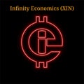 Red neon Infinity Economics XIN cryptocurrency symbol