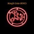 Red neon KingN Coin KNC cryptocurrency symbol