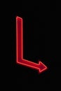 Red neon arrow turning right