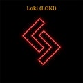 Red neon Loki LOKI cryptocurrency symbol