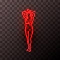 Red neon pipes in strip dance girl shape on transparent background Royalty Free Stock Photo