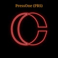 Red neon PressOne (PRS) cryptocurrency symbol
