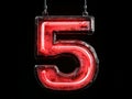 A red neon sign with the number five on it Royalty Free Stock Photo