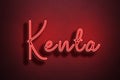 Red Neon Style Text Effect of name Kenta on red background Royalty Free Stock Photo