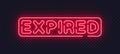 Red neon vector sign with Expired text and strong glow. Visual style clearly communicates outdated status or time Royalty Free Stock Photo