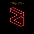 Red neon Zilliqa (ZIL) cryptocurrency symbol