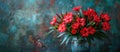 Red Nerium Oleander Flowers in Vase on Table Royalty Free Stock Photo