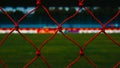 Red net robe of goal football or soccer at the stadium. Royalty Free Stock Photo