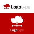 Red Network cloud connection icon isolated on white background. Social technology. Cloud computing concept. Logo design Royalty Free Stock Photo