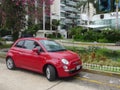 Red New Fiat 500 in Miraflores district of Lima Royalty Free Stock Photo