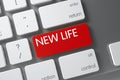 Red New Life Keypad on Keyboard. 3D. Royalty Free Stock Photo