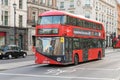 Red New Routemaster double decker bus in Central London