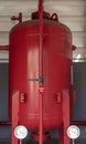 Red nitrogen tank for fire suppression system Royalty Free Stock Photo