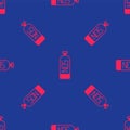Red Nitrous oxide icon isolated seamless pattern on blue background. Vector Royalty Free Stock Photo