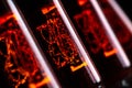 Red Nixie tubes macro photography, old and retro