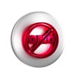 Red No GMO icon isolated on transparent background. Genetically modified organism acronym. Dna food modification. Silver