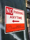 No parking anytime sign in New York City Royalty Free Stock Photo