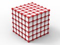 Red nodes - cube network structure Royalty Free Stock Photo