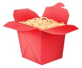 Red noodle box. Asian fast food pack