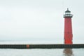 Red North Pier Lighthouse - Kenosha, Wisconsin Royalty Free Stock Photo