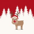 Red nose reindeer santa hat winter background Royalty Free Stock Photo
