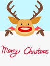 Red nosed reindeer christmas card with handwritten words Royalty Free Stock Photo