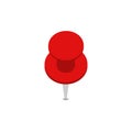 red notepaper pin ilustration. Push pin isolated on the white background