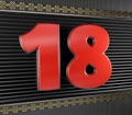 Red number 18 with endless knot Royalty Free Stock Photo