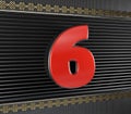 Red number 6 with endless knot Royalty Free Stock Photo