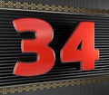 Red number 34 with endless knot Royalty Free Stock Photo