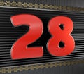 Red number 28 with endless knot Royalty Free Stock Photo